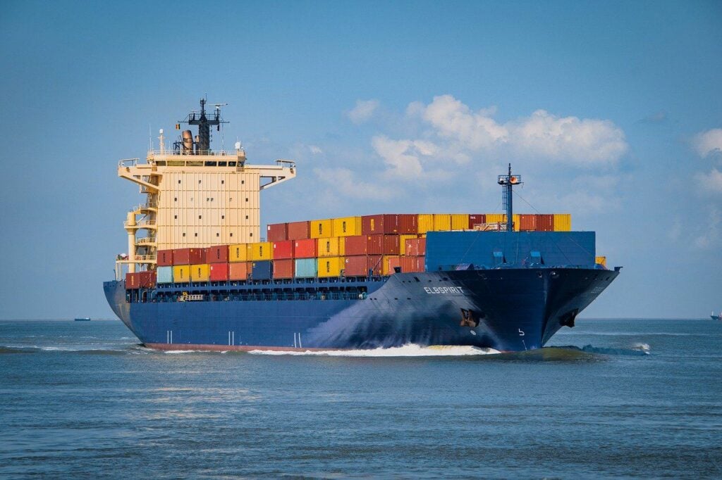 Shipping containers on ship