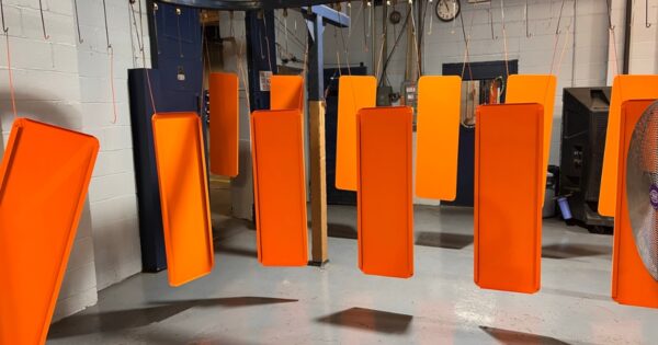 metal powder coated with orange paint