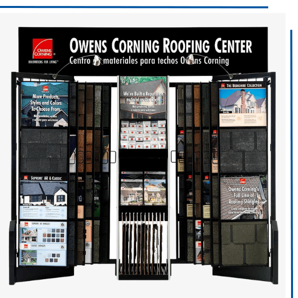 owens corning roofing center roof material display