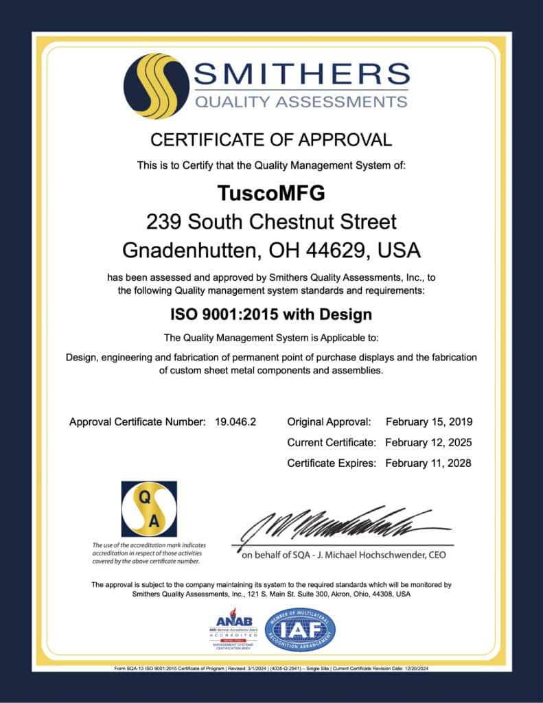 tusco iso 2025 recertification certificate